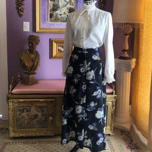 Long Blue Floral Skirt